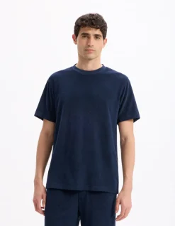 T-shirt boxy ronde hals 100% katoen - marine