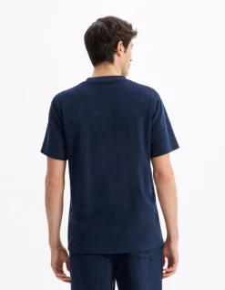 T-shirt boxy ronde hals 100% katoen - marine