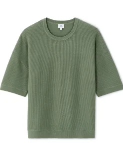 T-shirt boxy ronde hals 100% katoen - kaki