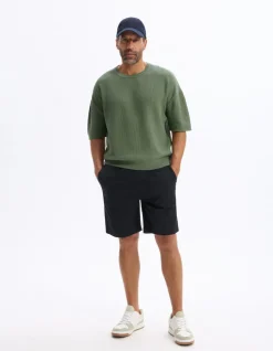 T-shirt boxy ronde hals 100% katoen - kaki
