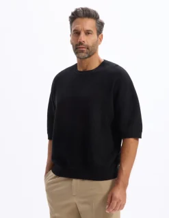 T-shirt boxy ronde hals 100% katoen - zwart