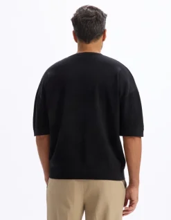 T-shirt boxy ronde hals 100% katoen - zwart