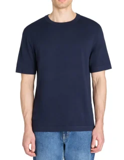 T-shirt boxy ronde hals 100% katoen - marine