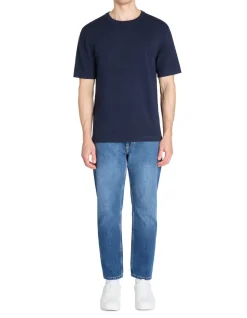 T-shirt boxy ronde hals 100% katoen - marine