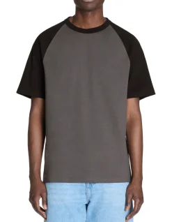 T-shirt boxy ronde hals 100% katoen - antraciet
