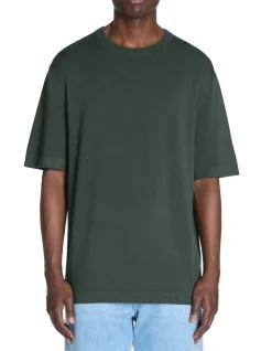T-shirt boxy ronde hals - kaki