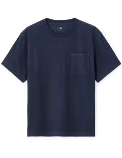 T-shirt boxy ronde hals - marine