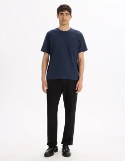T-shirt boxy ronde hals - marine