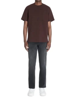 T-shirt boxy ronde hals gemengde katoen - bruin