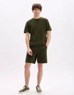 T-shirt boxy ronde hals gemengde katoen - kaki