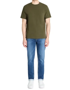 T-shirt boxy ronde hals gemengde katoen - kaki