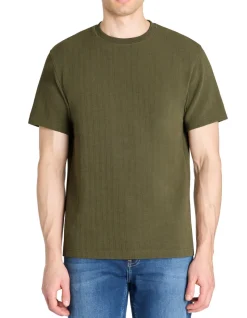 T-shirt boxy ronde hals gemengde katoen - kaki