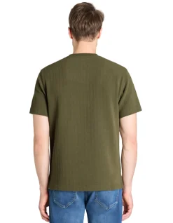T-shirt boxy ronde hals gemengde katoen - kaki