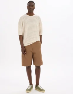T-shirt boxy ronde hals gemengde katoen - beige