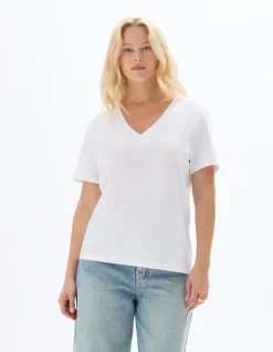 T-shirt korte mouwen V-hals wit