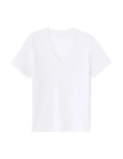 T-shirt korte mouwen V-hals wit