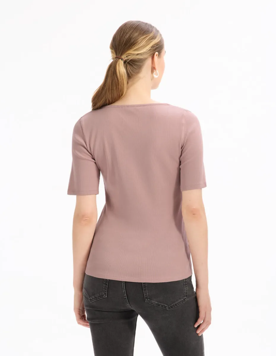 T-shirt met korte mouwen en knoopjes - paars