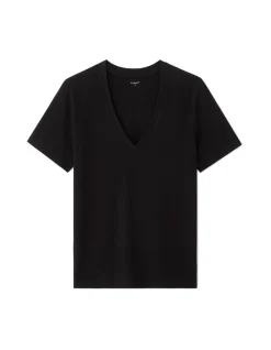 T-shirt met korte mouwen en V-hals - zwart