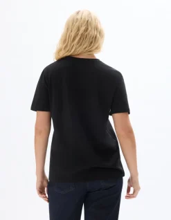 T-shirt met korte mouwen en V-hals - zwart