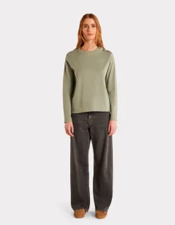 T-shirt met lange mouwen en knoopjes - groen