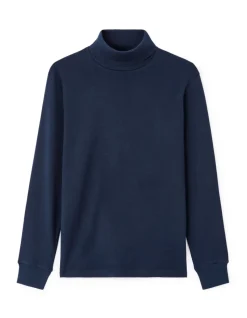 T-shirt met lange mouwen en col - marineblauw