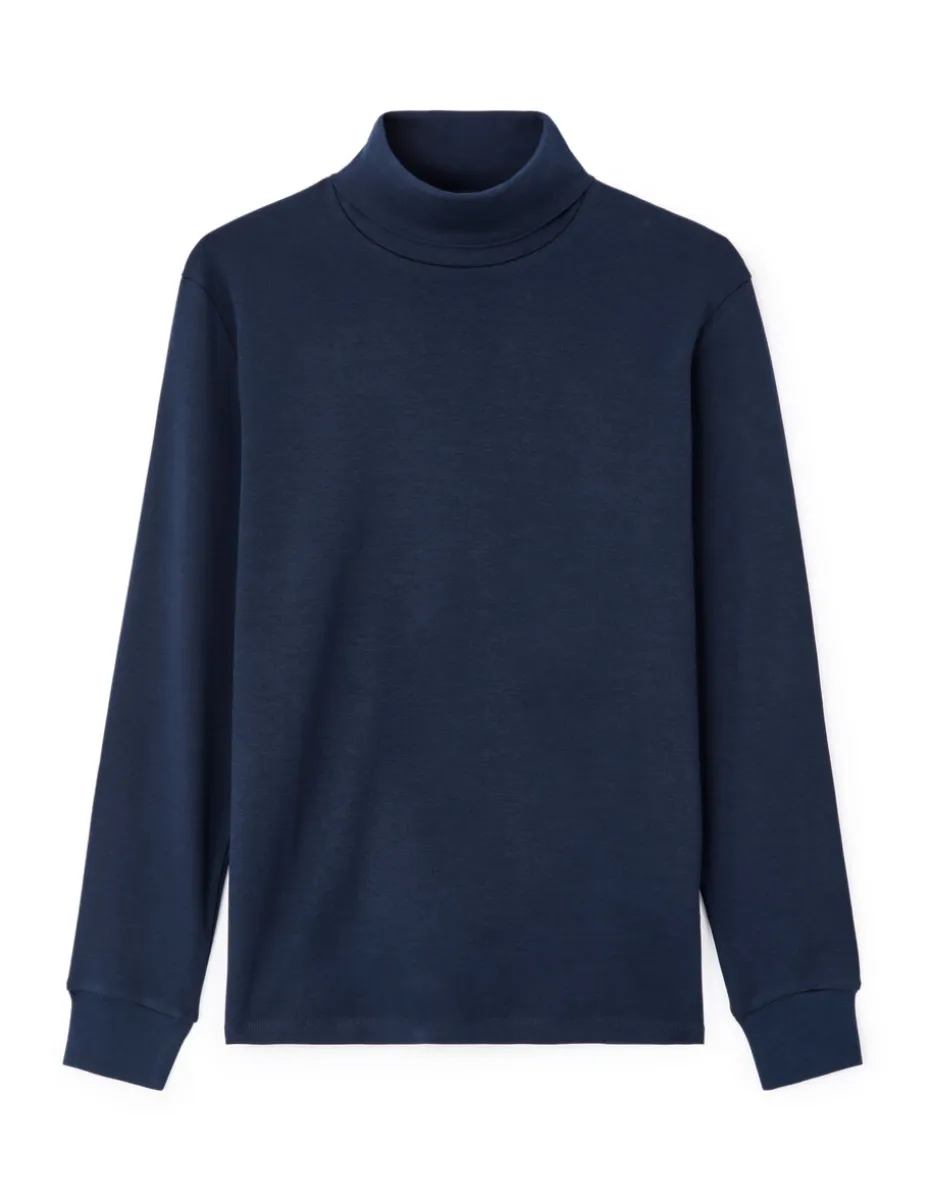 T-shirt met lange mouwen en col - marineblauw