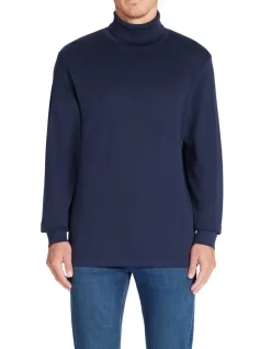 T-shirt met lange mouwen en col - marineblauw