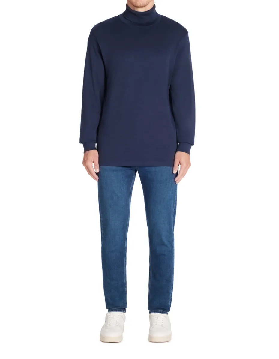 T-shirt met lange mouwen en col - marineblauw