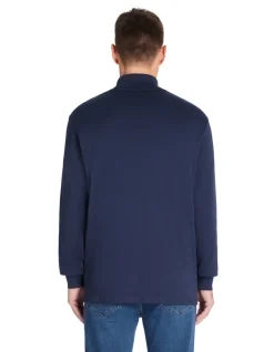 T-shirt met lange mouwen en col - marineblauw
