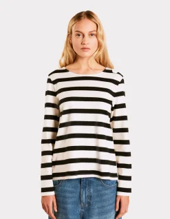 T-shirt met lange mouwen en zeemansmotief - zwart