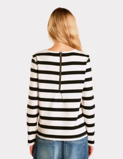 T-shirt met lange mouwen en zeemansmotief - zwart
