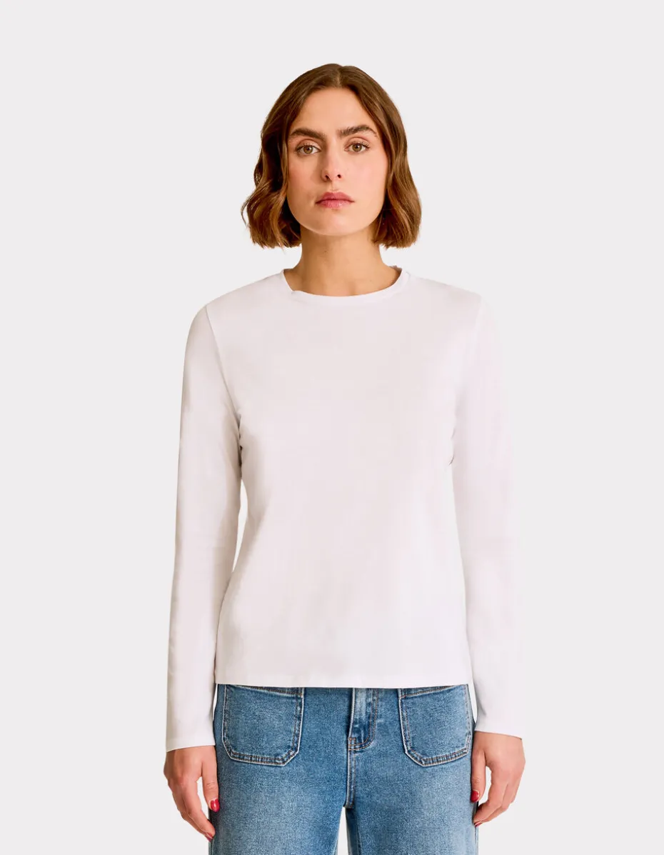T-shirt met lange mouwen van katoen - wit
