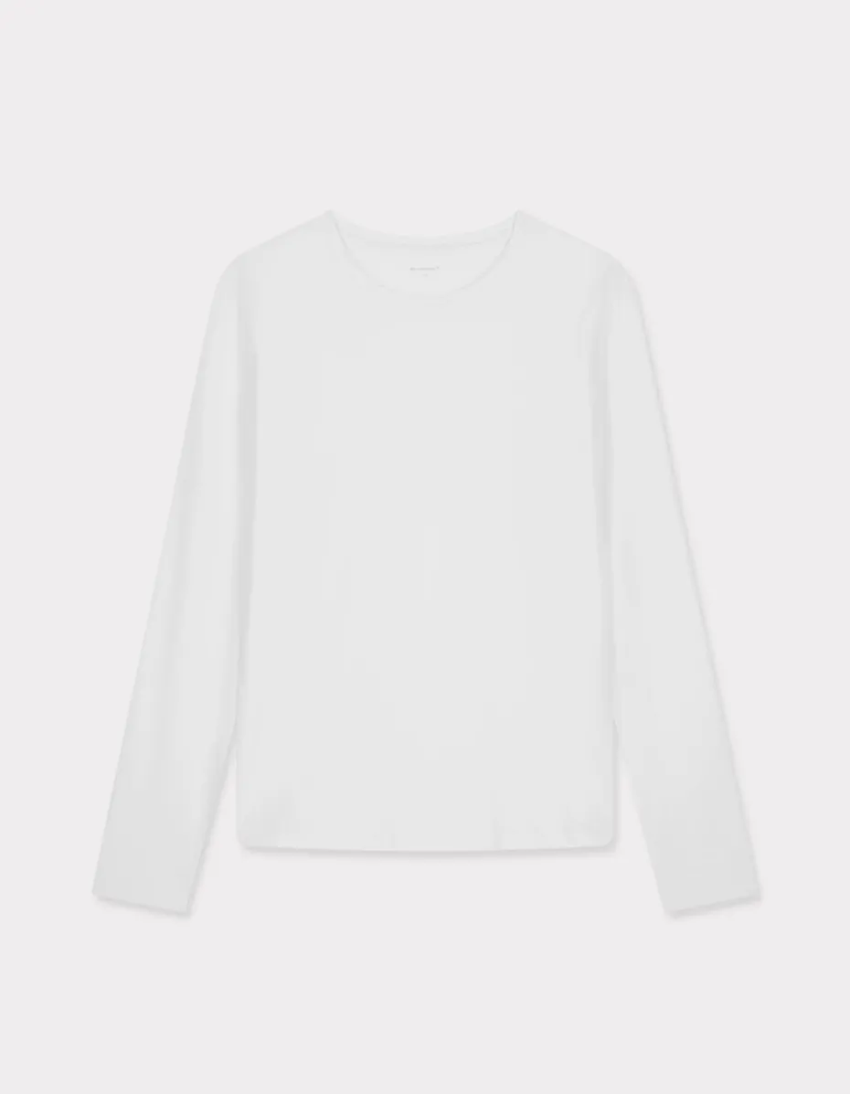 T-shirt met lange mouwen van katoen - wit