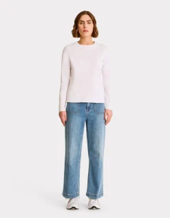 T-shirt met lange mouwen van katoen - wit