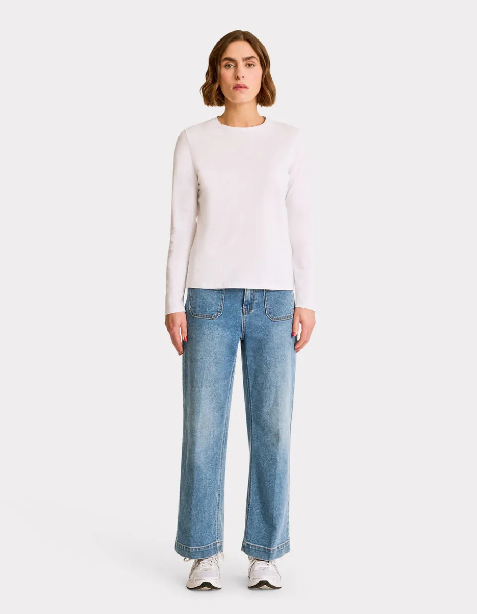 T-shirt met lange mouwen van katoen - wit