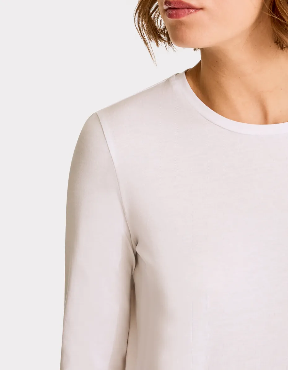 T-shirt met lange mouwen van katoen - wit