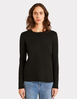 T-shirt met lange mouwen van katoen - zwart