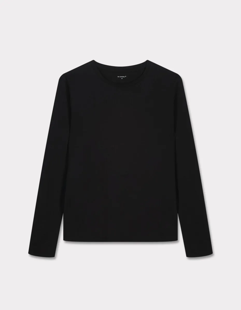 T-shirt met lange mouwen van katoen - zwart
