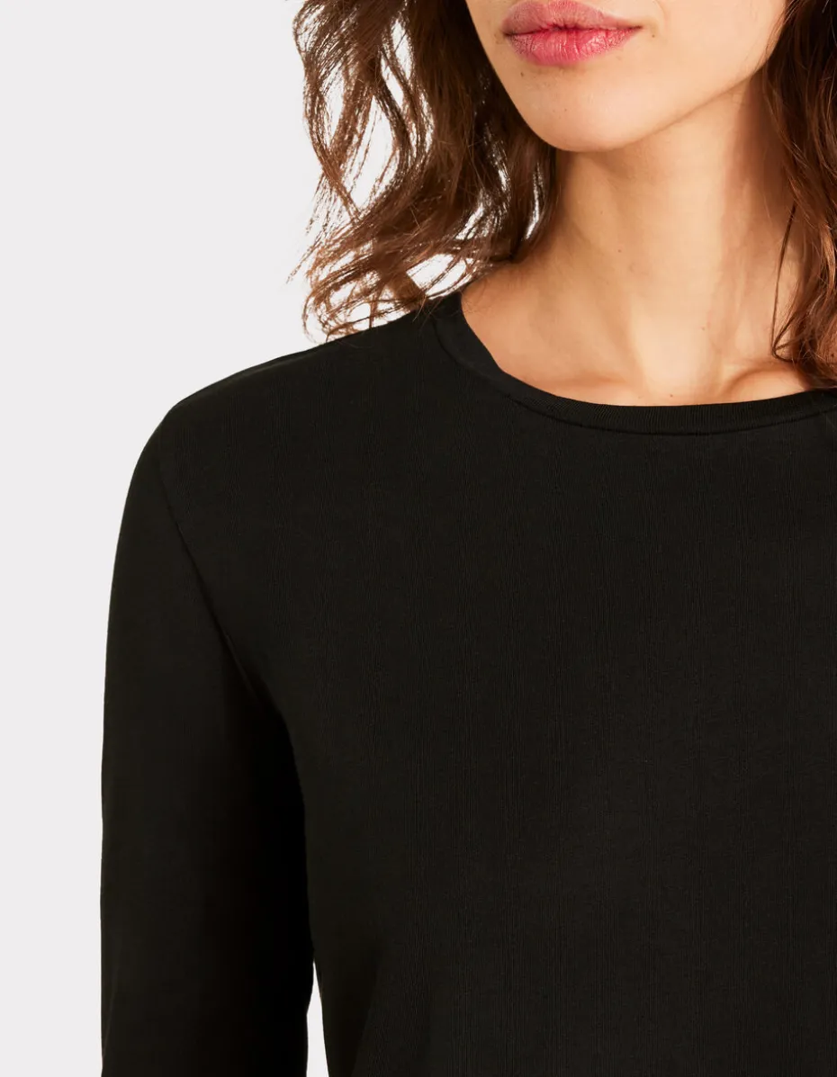 T-shirt met lange mouwen van katoen - zwart