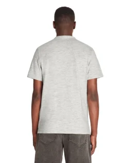T-shirt met rechte hals in gemengd katoen - grijs