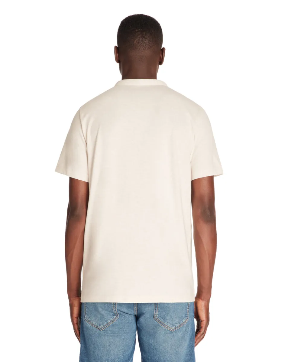 T-shirt met rechte hals in Tunesische stijl van gemengd katoen - ecru