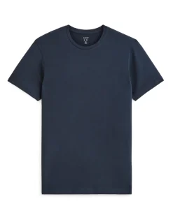 T-shirt met ronde hals in stretchkatoen - marine