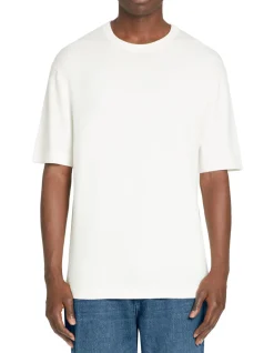 T-shirt met ronde hals in tricot - beige