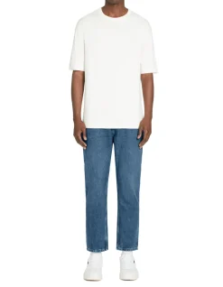 T-shirt met ronde hals in tricot - beige