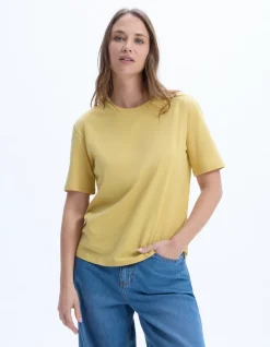 T-shirt met ronde hals van biologisch katoen - geel