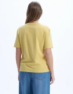 T-shirt met ronde hals van biologisch katoen - geel