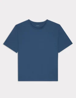 T-shirt met ronde hals van biologisch katoen - blauw