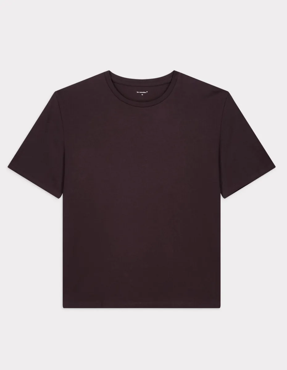 T-shirt met ronde hals van biologisch katoen - bruin