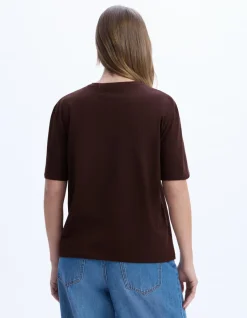 T-shirt met ronde hals van biologisch katoen - bruin