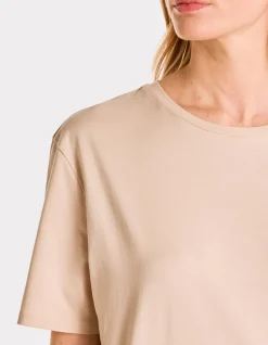 T-shirt met ronde hals van biologisch katoen - zeeblauw